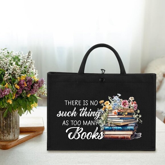 Book Tote Bag Canvas Large Capacity Book Lovers Gift for Women - Picture 6 of 6